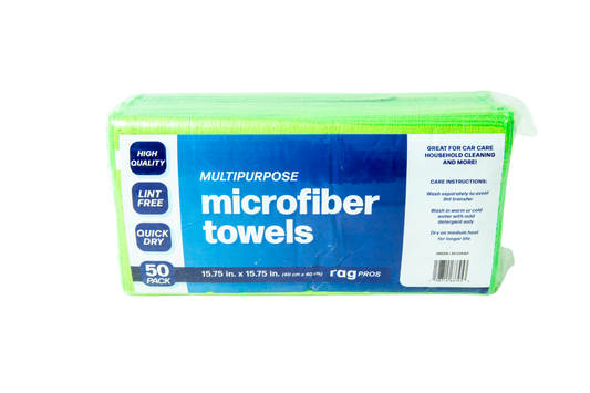 RagPros 15.75" x 15.75" Professional Microfiber Towels- 50 pack- Green